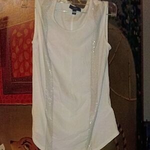 J. Crew White Sleeveless Tank with Sequin Trim